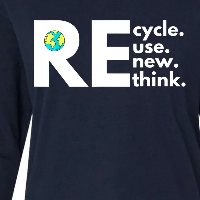 Recycle Reuse Renew Rethink Activism Earth Day Womens Cotton Relaxed Long Sleeve T-Shirt