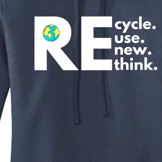 Recycle Reuse Renew Rethink Activism Earth Day Women's Pullover Hoodie