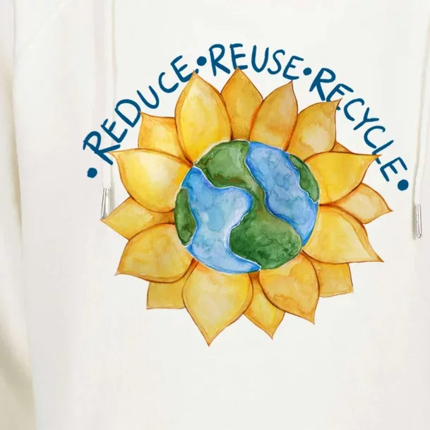 Reduce Reuse Recycle Earth Day Gift Womens Funnel Neck Pullover Hood