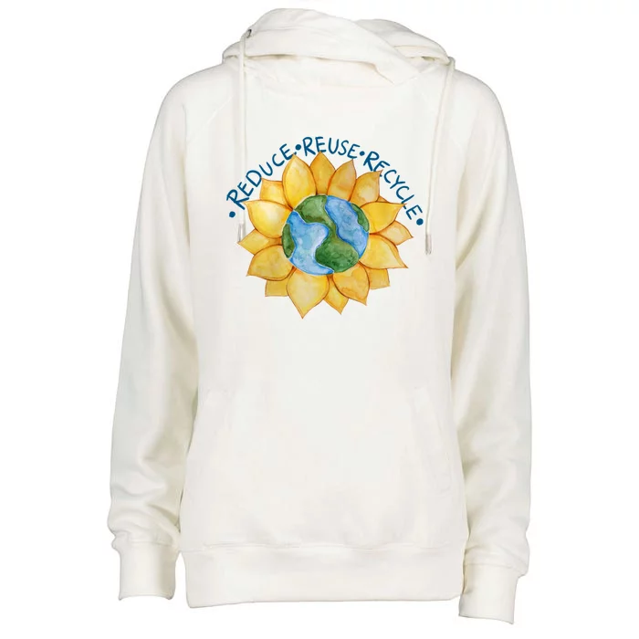 Reduce Reuse Recycle Earth Day Gift Womens Funnel Neck Pullover Hood