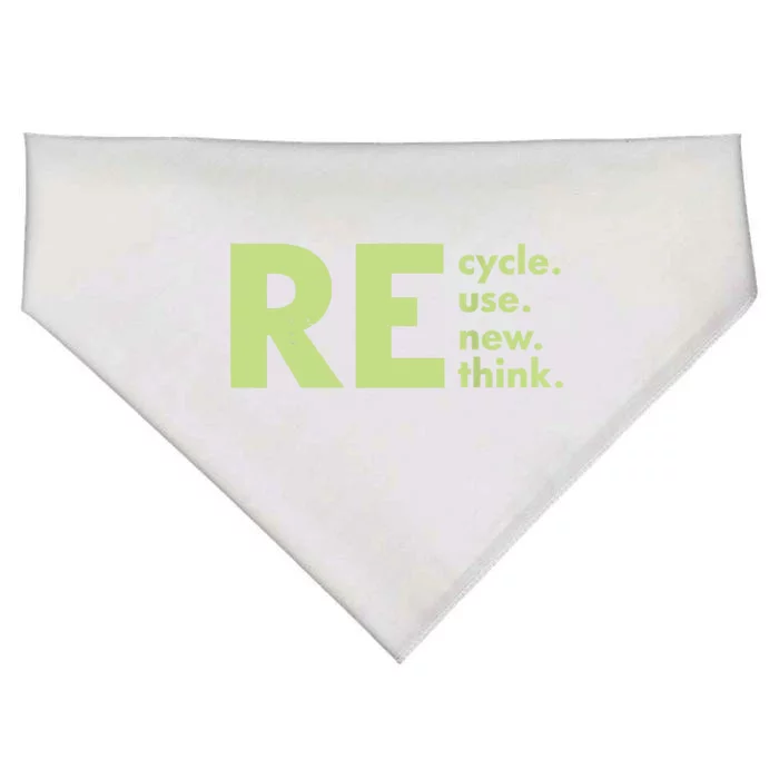 Recycle Reuse Renew Rethink Crisis Environmental Activism USA-Made Doggie Bandana