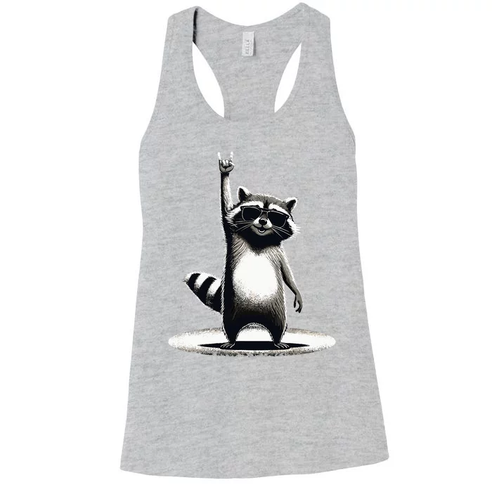 Retro Raccoon Rock Music Women's Racerback Tank