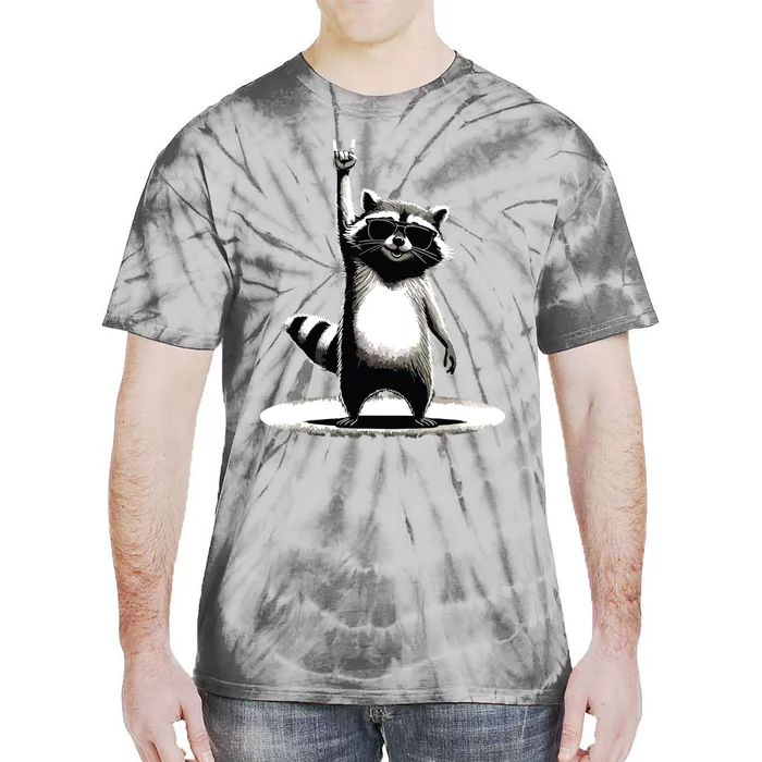 Retro Raccoon Rock Music Gift Funny Raccoon Tie-Dye T-Shirt