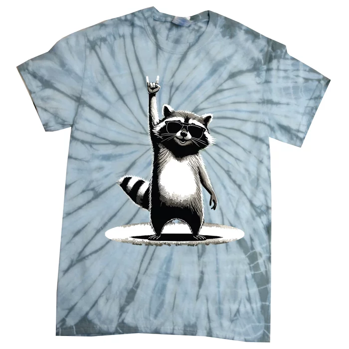 Retro Raccoon Rock Music Gift Funny Raccoon Tie-Dye T-Shirt