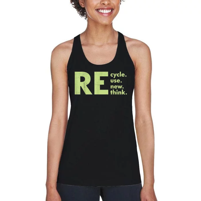 Recycle Reuse Renew Rethink Crisis Environmental Activism Women's Racerback Tank