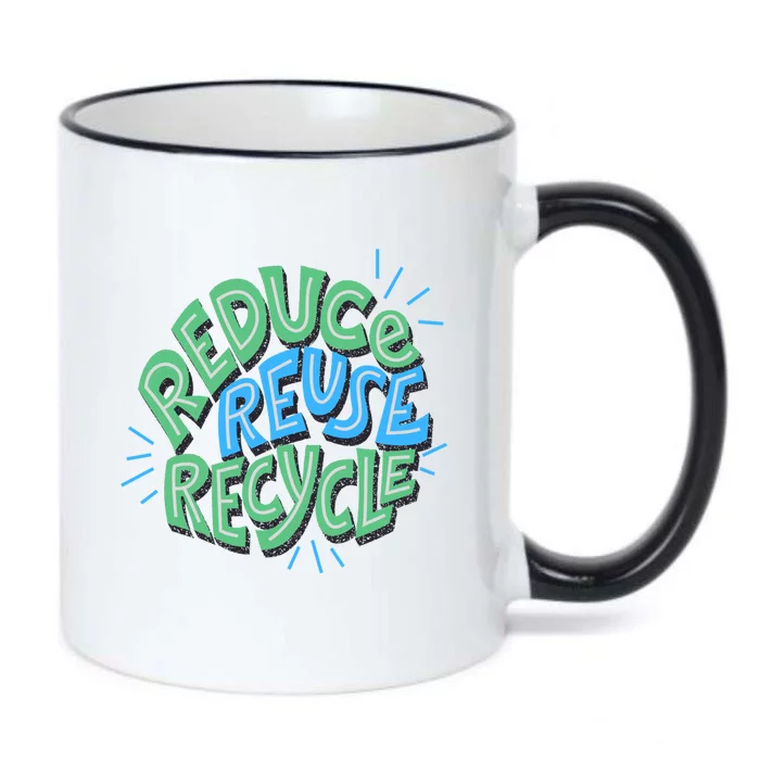 Reduce Reuse Recycle Green Design Gift Black Color Changing Mug