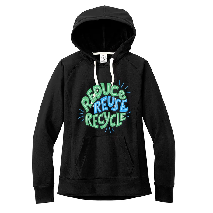 Reduce Reuse Recycle Green Design Gift Women's Fleece Hoodie