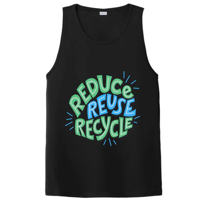 Reduce Reuse Recycle Green Design Gift Performance Tank