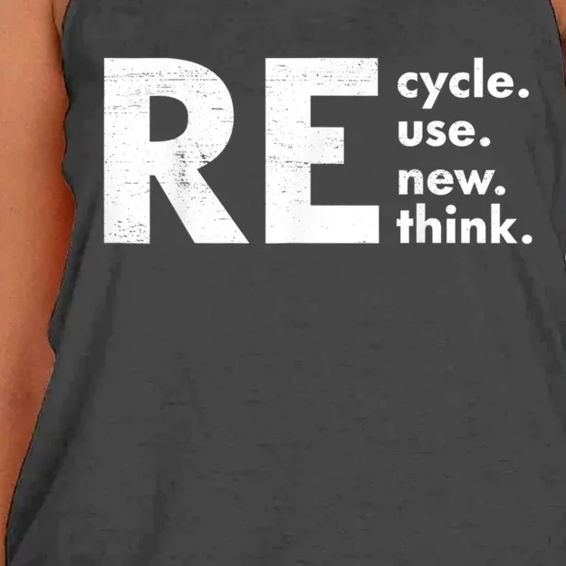 Recycle Reuse Renew Rethink Crisis Environmental Activism Women's Knotted Racerback Tank