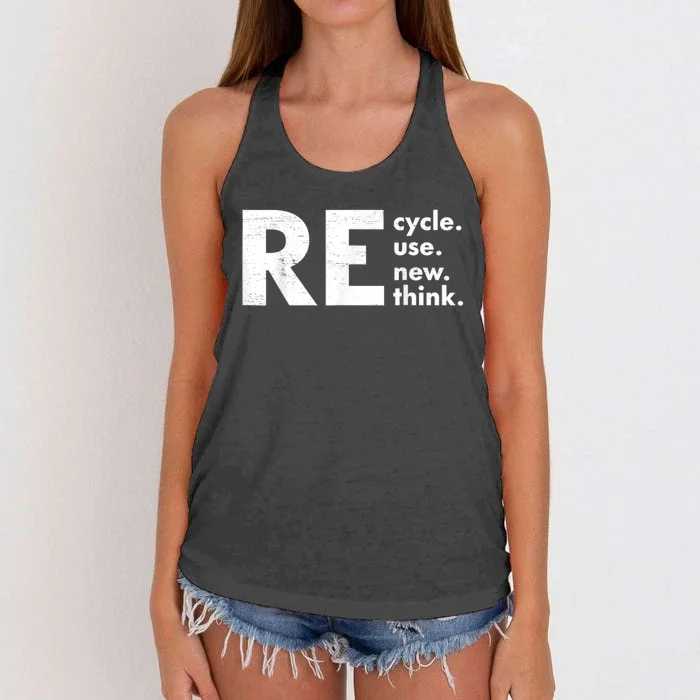 Recycle Reuse Renew Rethink Crisis Environmental Activism Women's Knotted Racerback Tank