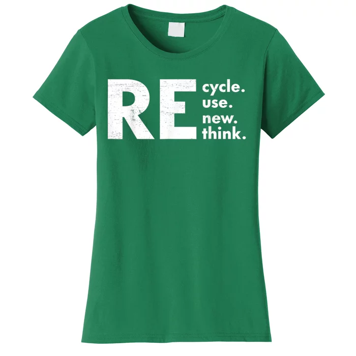 Recycle Reuse Renew Rethink Crisis Environmental Activism Women's T-Shirt