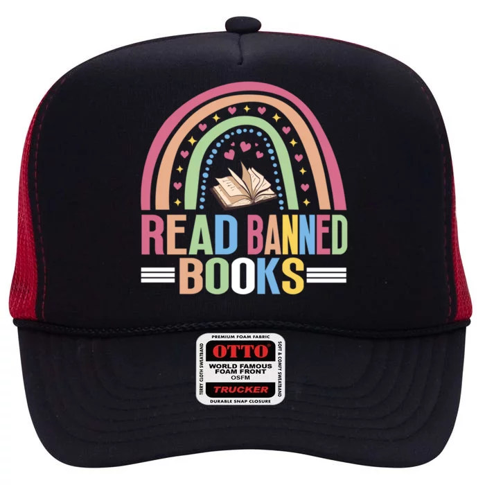 Rainbow Readers Reading Book Reading Nerd Funny Gift High Crown Mesh Trucker Hat