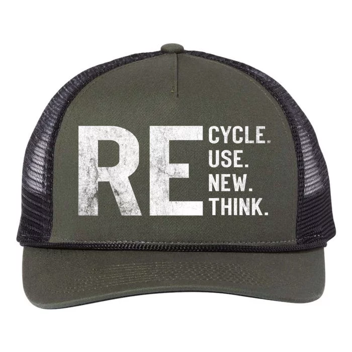 Recycle Reuse Renew Rethink Earth Day 22 April Crisis Environmental Activism Retro Rope Trucker Hat Cap