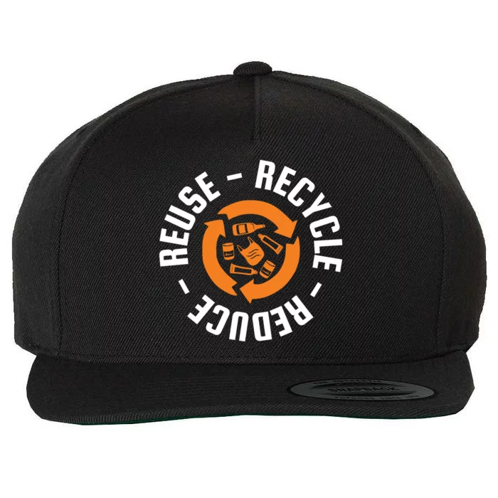 Recycle Reduce Reuse Wool Snapback Cap