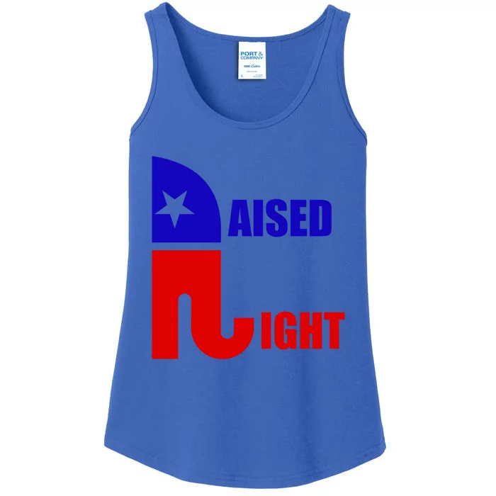 Raised Right Republican Elephant Pro Trump 2020 Patriotic Gift Ladies Essential Tank