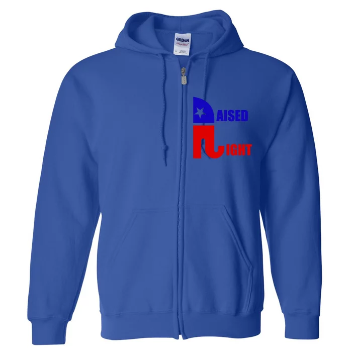 Raised Right Republican Elephant Pro Trump 2020 Patriotic Gift Full Zip Hoodie