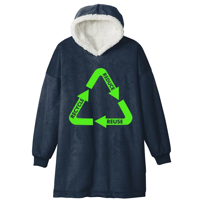 Reduce Reuse Recycle Recycling Environtal Earth Day Gift Hooded Wearable Blanket