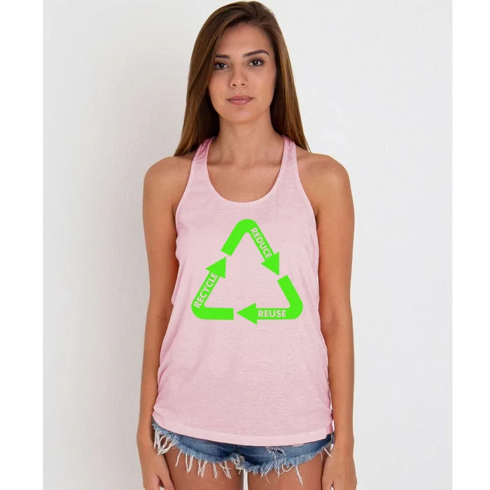 Reduce Reuse Recycle Recycling Environtal Earth Day Gift Women's Knotted Racerback Tank