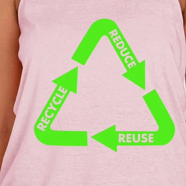 Reduce Reuse Recycle Recycling Environtal Earth Day Gift Women's Knotted Racerback Tank