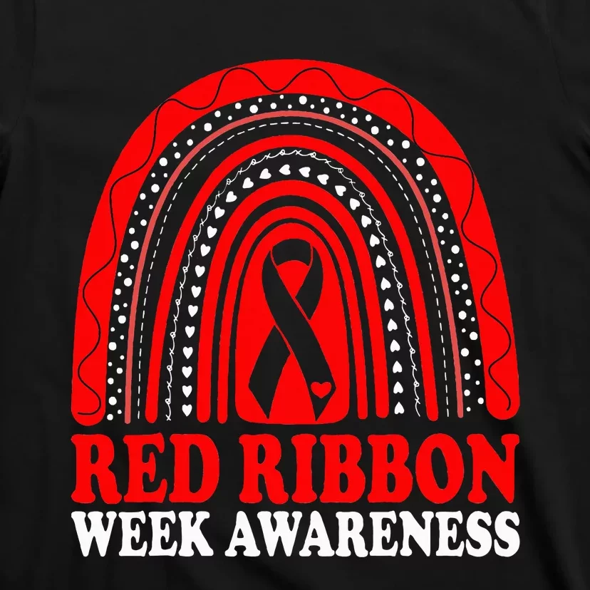 Rainbow Red Ribbon Week Leopard We Wear Red For Awareness T-Shirt