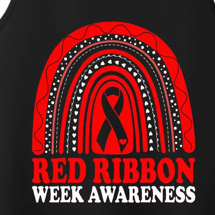 Rainbow Red Ribbon Week Leopard We Wear Red For Awareness Performance Tank