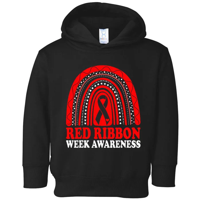 Rainbow Red Ribbon Week Leopard We Wear Red For Awareness Toddler Hoodie