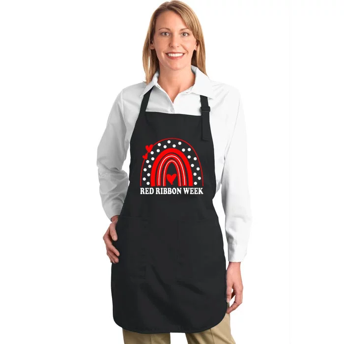 Rainbow Red Ribbon Week Leopard We Wear Red For Awareness Full-Length Apron With Pocket