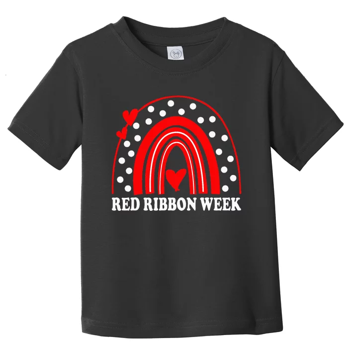 Rainbow Red Ribbon Week Leopard We Wear Red For Awareness Toddler T-Shirt