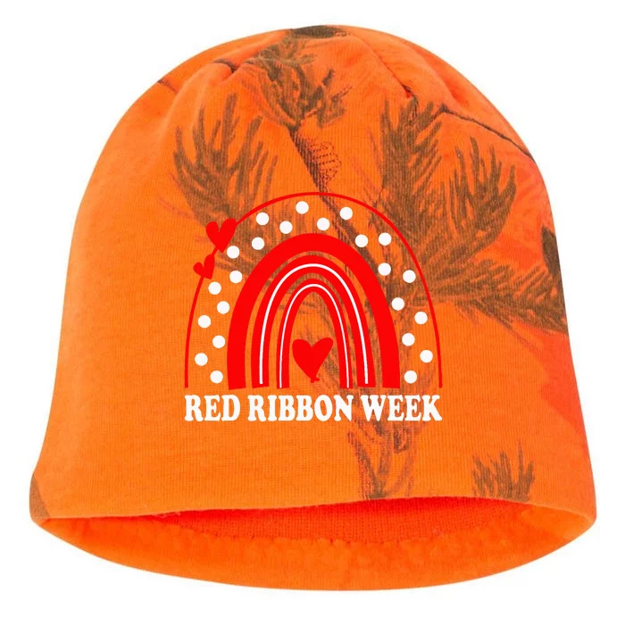 Rainbow Red Ribbon Week Leopard We Wear Red For Awareness Kati - Camo Knit Beanie