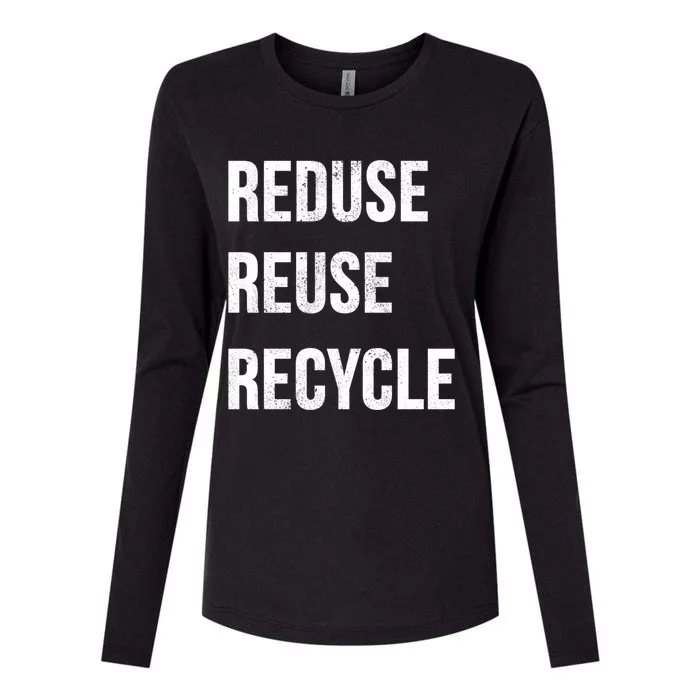 Reduce Reuse Recycle Vintage Recycling Saying Gift Womens Cotton Relaxed Long Sleeve T-Shirt