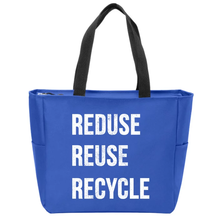 Reduce Reuse Recycle Vintage Recycling Saying Gift Zip Tote Bag