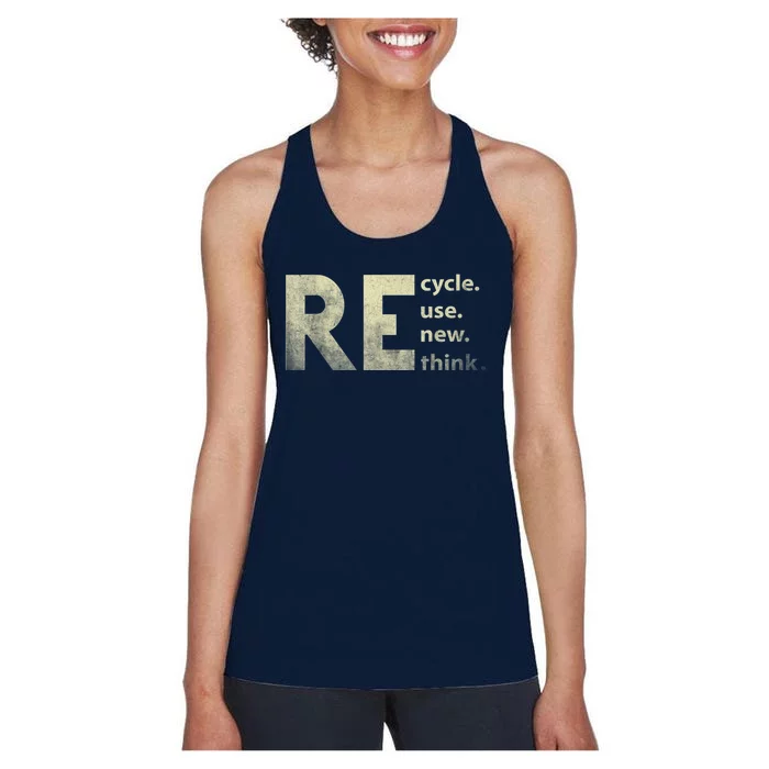 Recycle Reuse Renew Rethink Earth Day Women's Racerback Tank