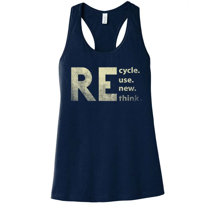 Recycle Reuse Renew Rethink Earth Day Women's Racerback Tank