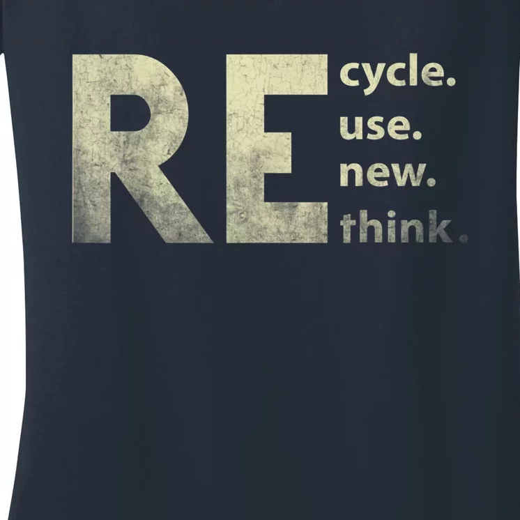 Recycle Reuse Renew Rethink Earth Day Women's V-Neck T-Shirt