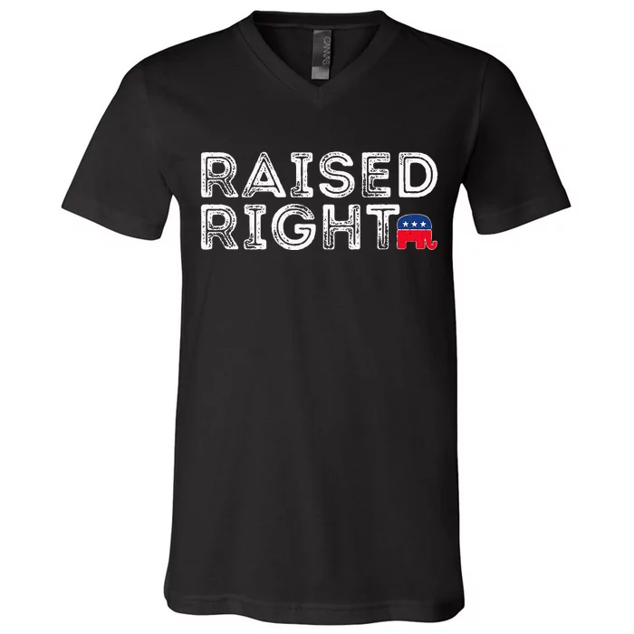 Raised Right Republican Conservative Vintage V-Neck T-Shirt