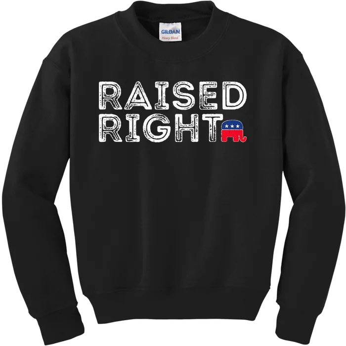 Raised Right Republican Conservative Vintage Kids Sweatshirt