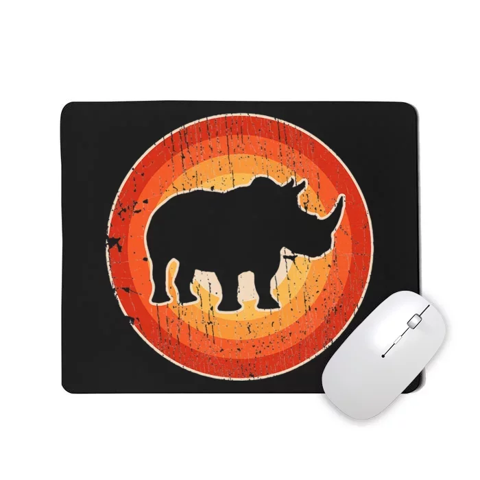 Rhino Rhinoceros Retro Vintage 60s 70s Sunset Mammal Animal Mousepad