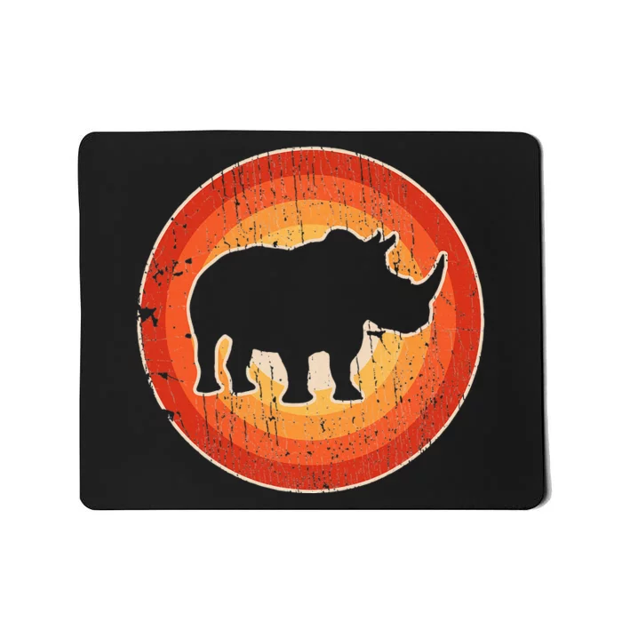 Rhino Rhinoceros Retro Vintage 60s 70s Sunset Mammal Animal Mousepad