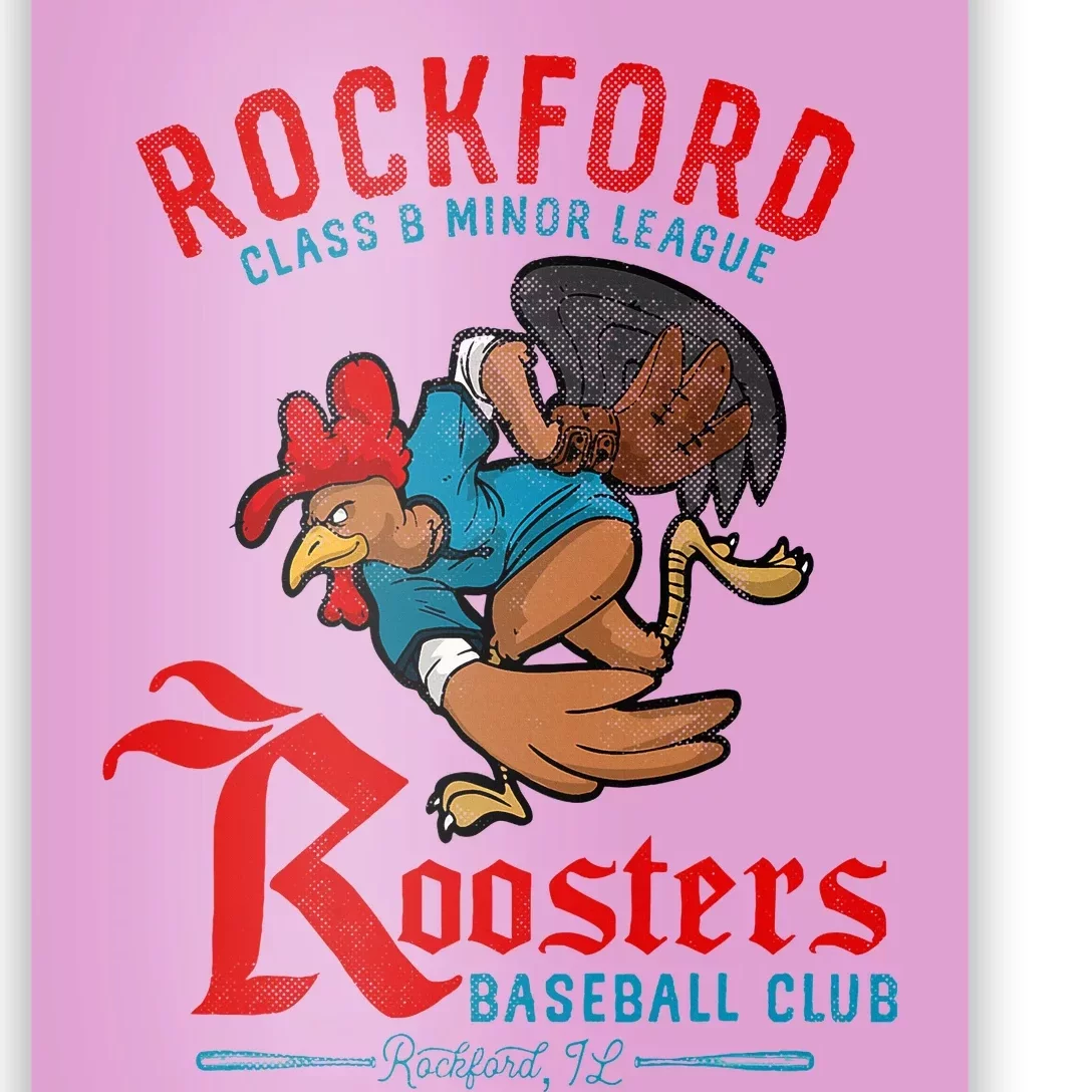 Rockford Roosters Retro Minor League Baseball Poster