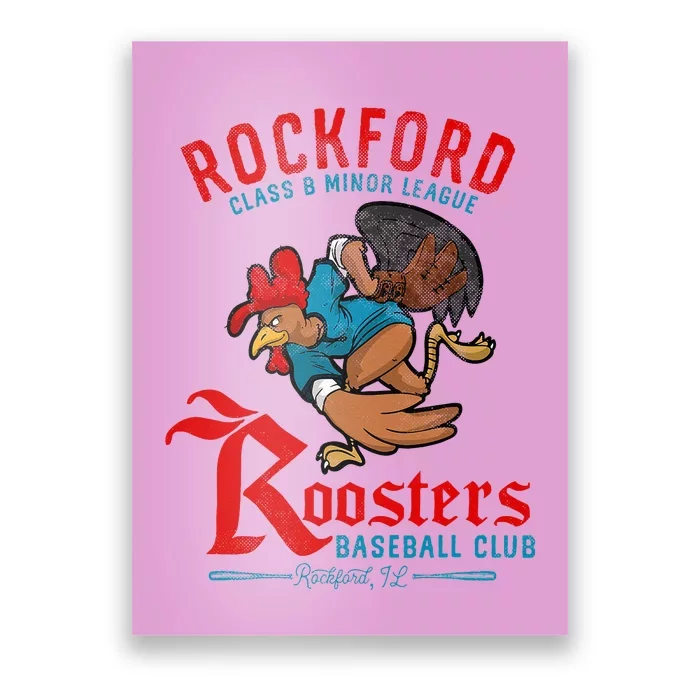 Rockford Roosters Retro Minor League Baseball Poster