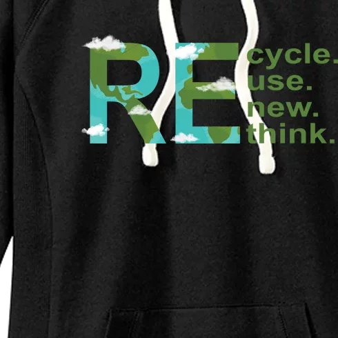 Recycle Reuse Renew Rethink Earth Day Women's Fleece Hoodie