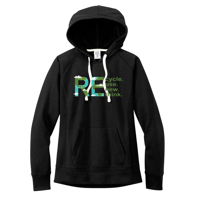 Recycle Reuse Renew Rethink Earth Day Women's Fleece Hoodie