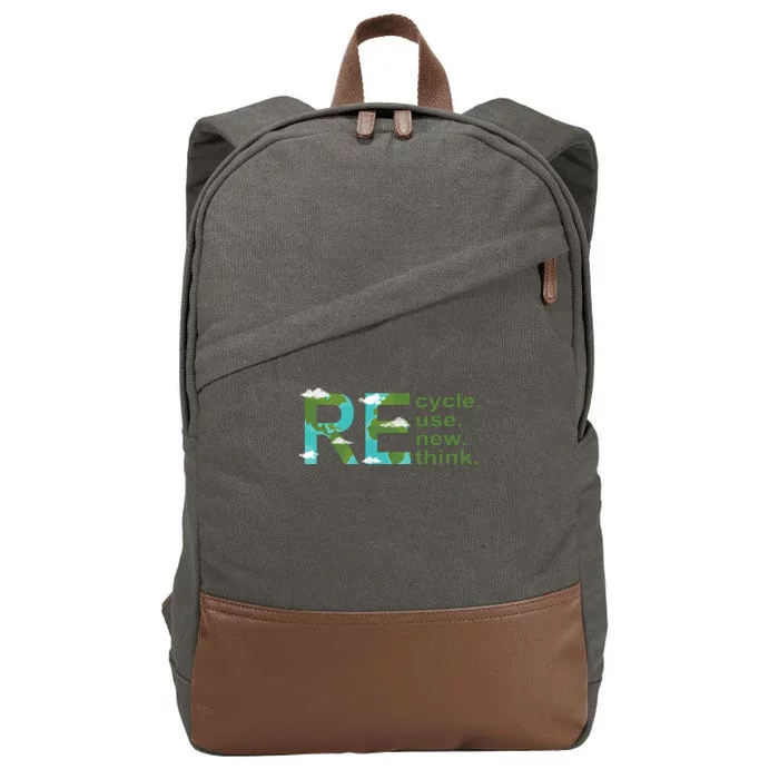 Recycle Reuse Renew Rethink Earth Day Cotton Canvas Backpack