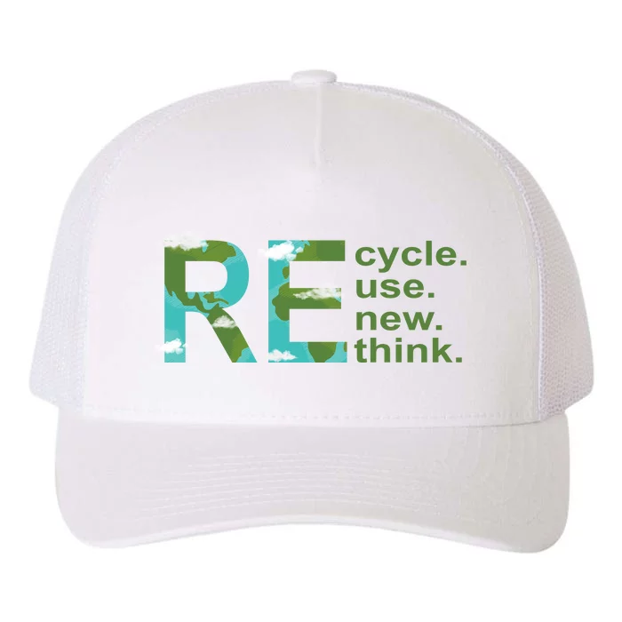 Recycle Reuse Renew Rethink Earth Day Yupoong Adult 5-Panel Trucker Hat