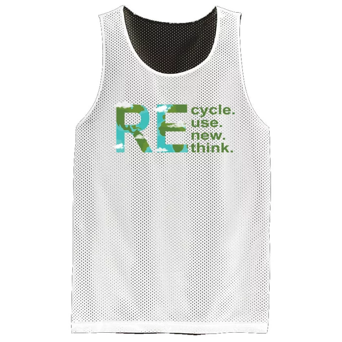 Recycle Reuse Renew Rethink Earth Day Mesh Reversible Basketball Jersey Tank