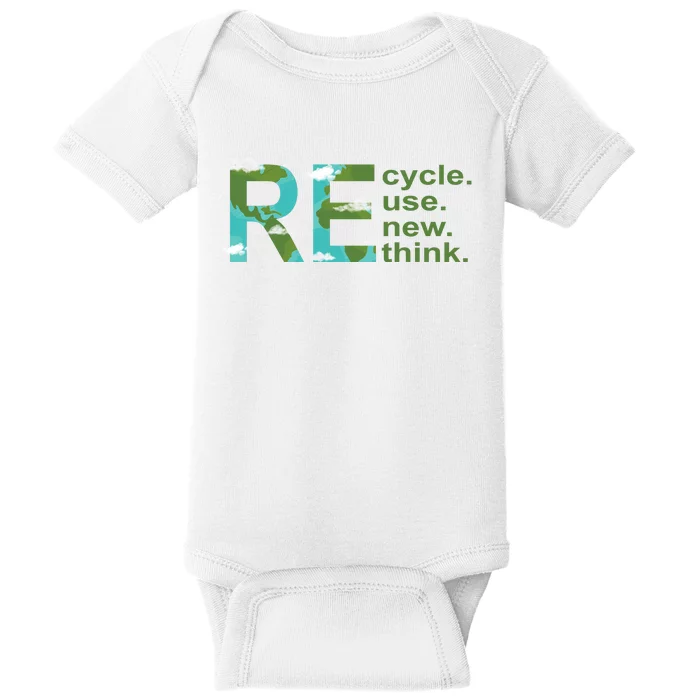 Recycle Reuse Renew Rethink Earth Day Baby Bodysuit