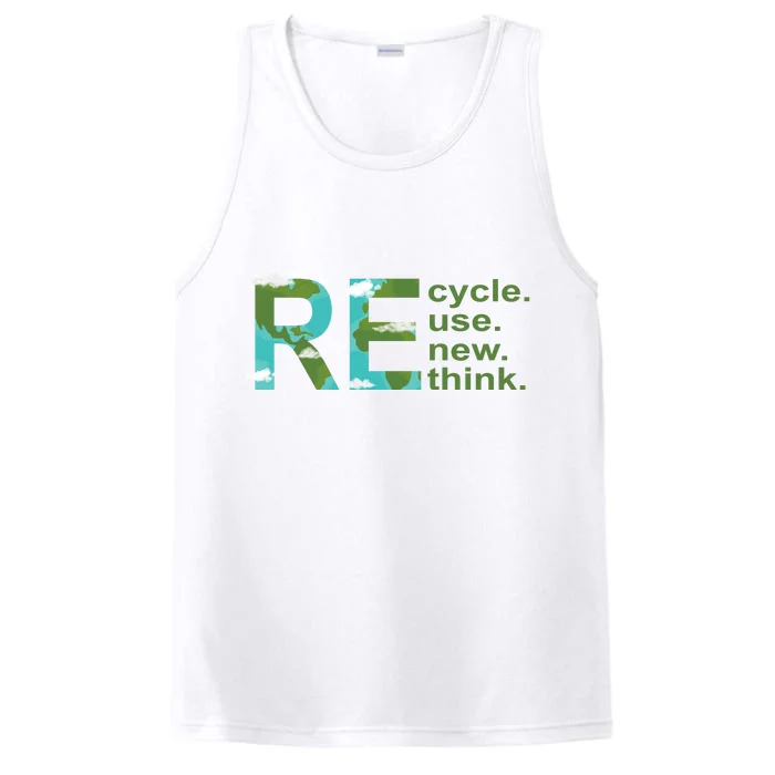 Recycle Reuse Renew Rethink Earth Day Performance Tank