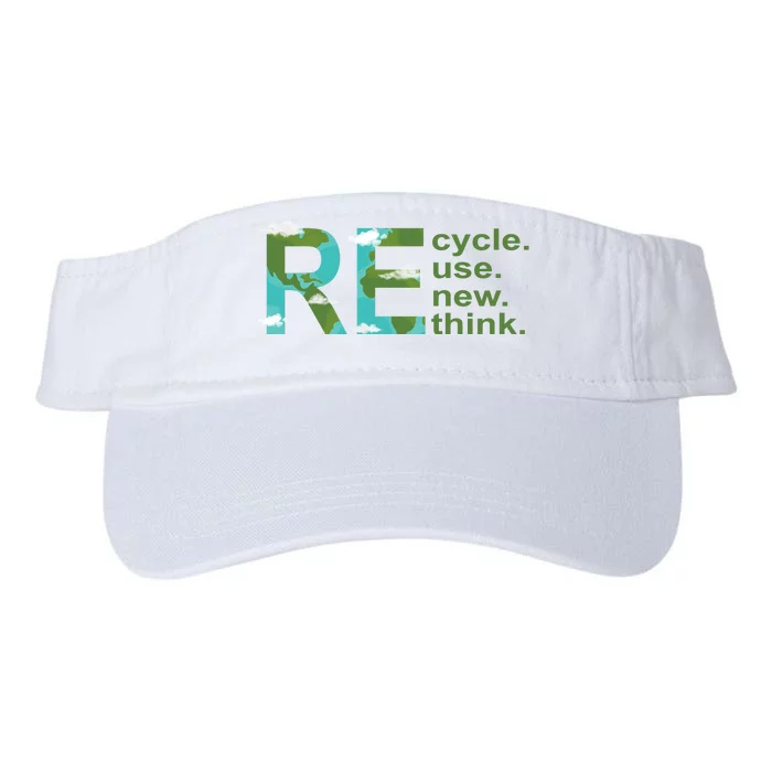 Recycle Reuse Renew Rethink Earth Day Valucap Bio-Washed Visor