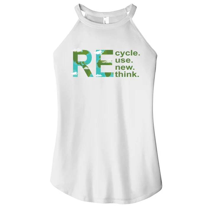 Recycle Reuse Renew Rethink Earth Day Women’s Perfect Tri Rocker Tank