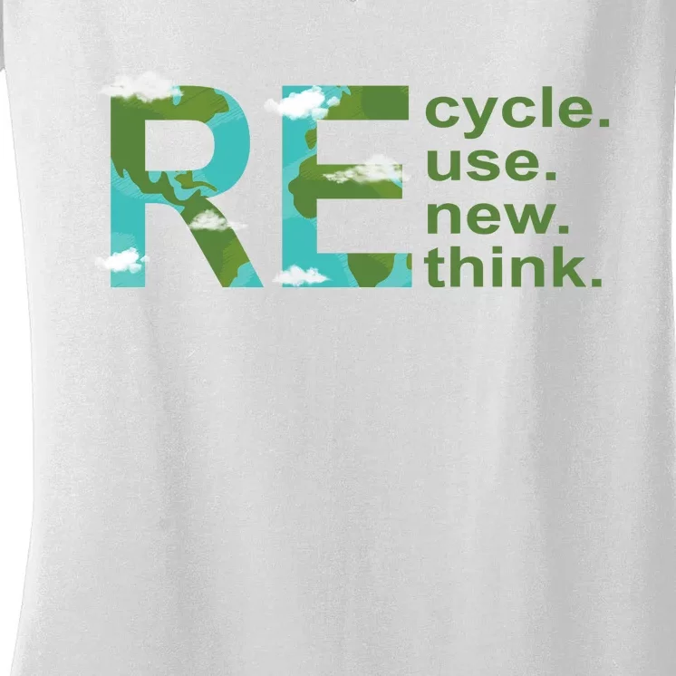 Recycle Reuse Renew Rethink Earth Day Women's V-Neck T-Shirt